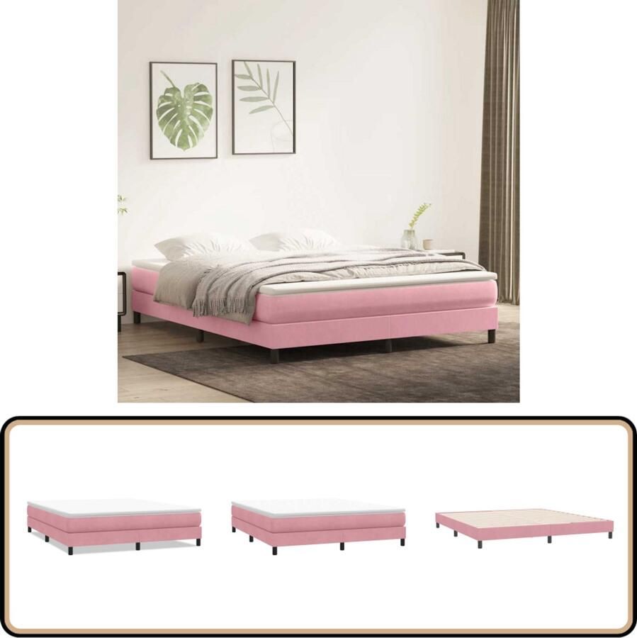 VidaXL Boxspringbed zonder matras 180x220 cm fluweel roze