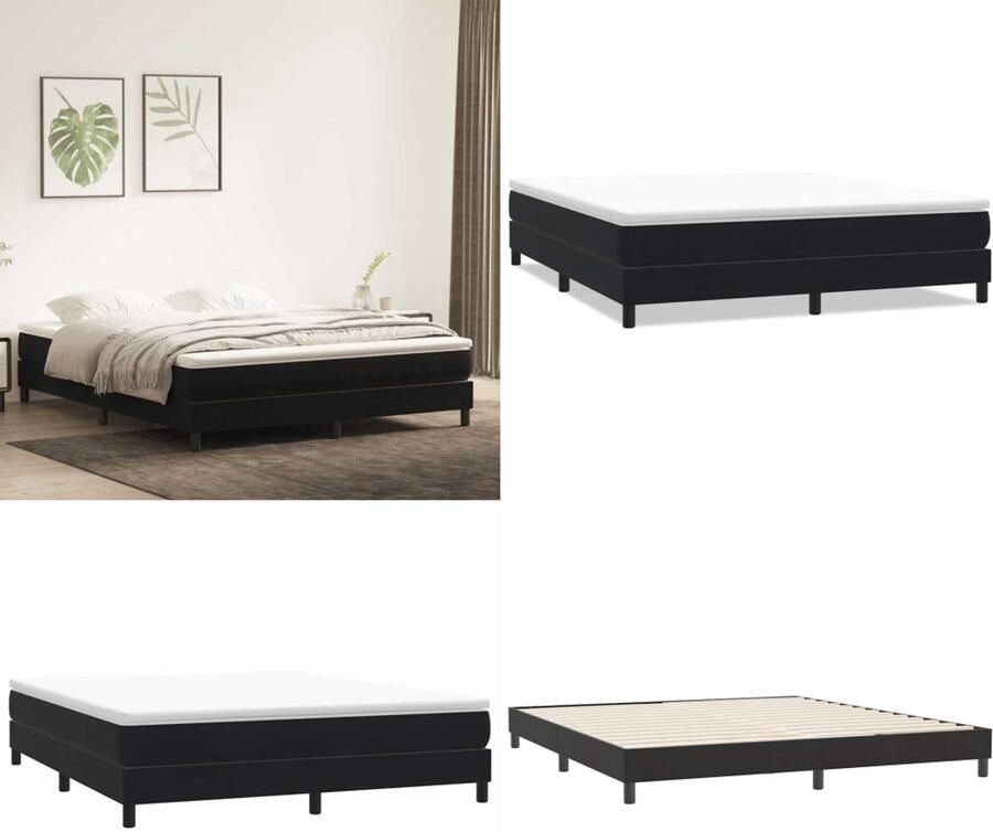 VidaXL Boxspringbed zonder matras 180x220 cm fluweel zwart Boxspringbed Boxspringbedden -bed Slaapkamermeubels