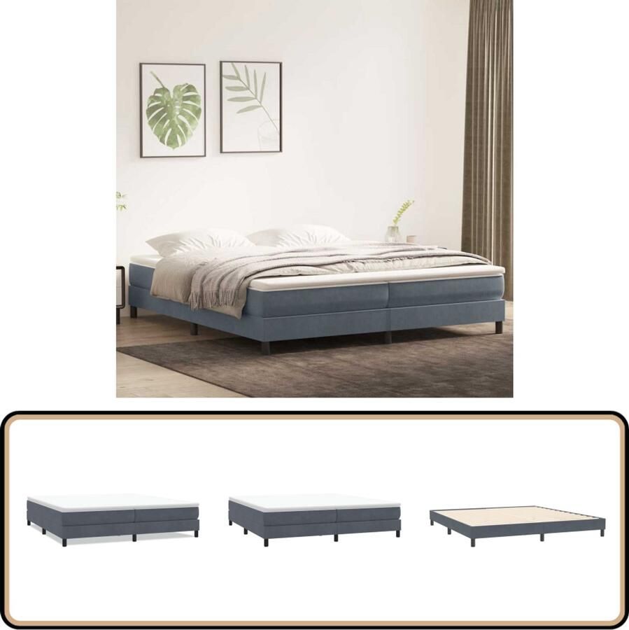 VidaXL Boxspringbed zonder matras 200x210 cm fluweel donkergrijs