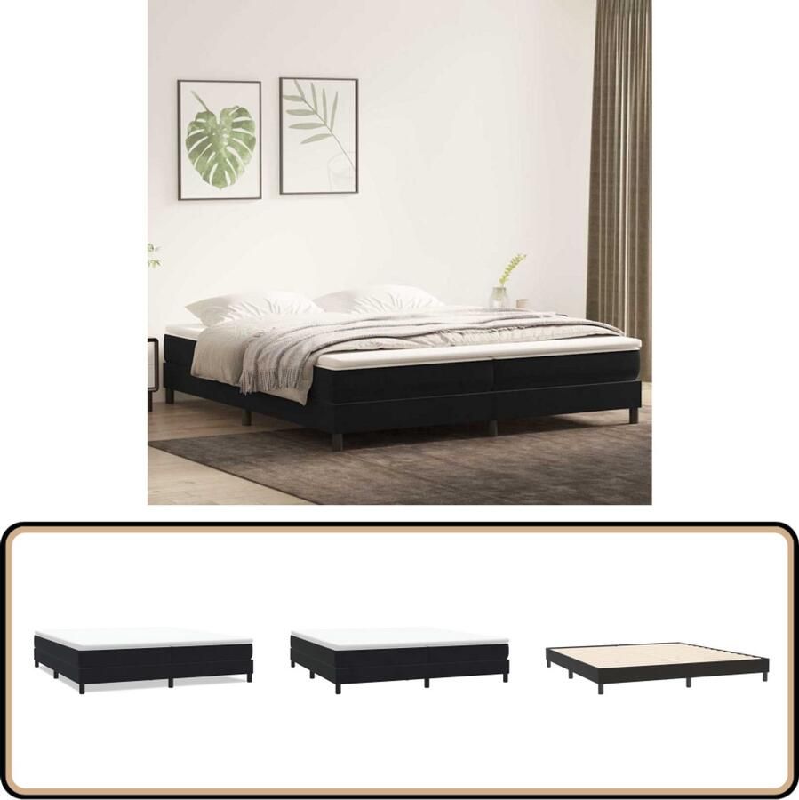VidaXL Boxspringbed zonder matras 200x210 cm fluweel zwart