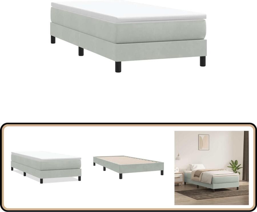 VidaXL Boxspringbed zonder matras 80x210 cm fluweel lichtgrijs