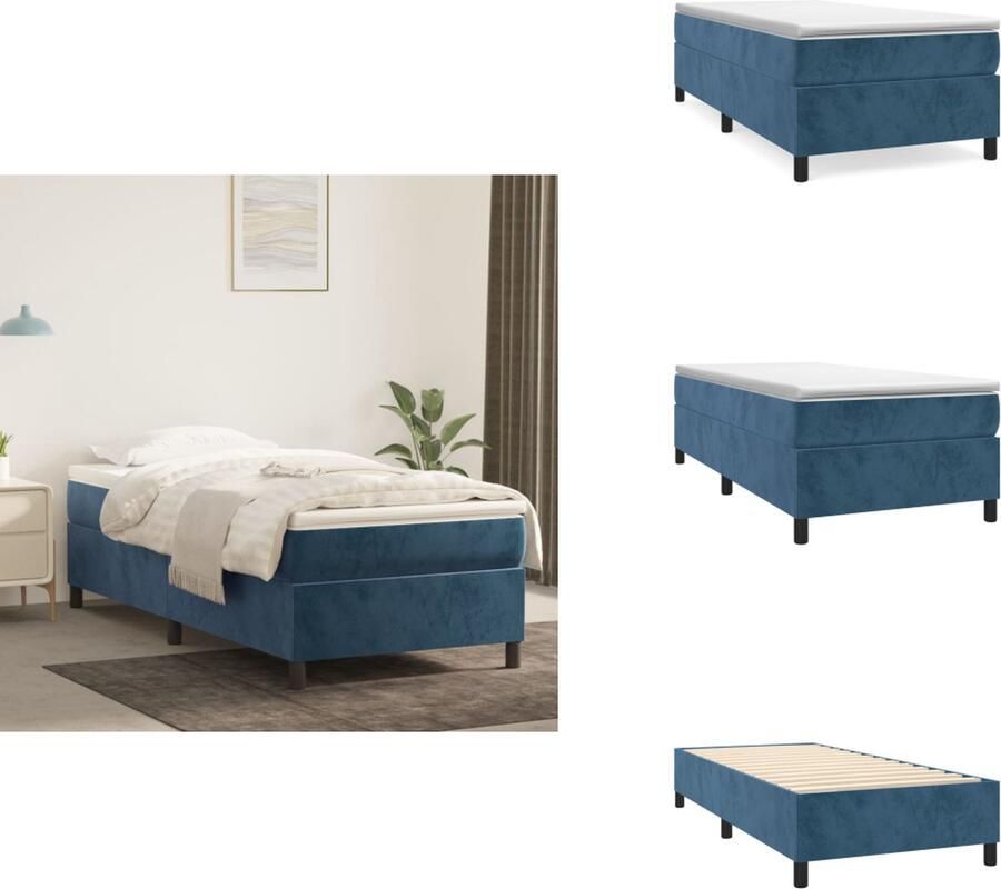 VidaXL Bedframe Bedframes Bed Ledikant Bedframe zonder matras 100x200 cm fluweel donkerblauw