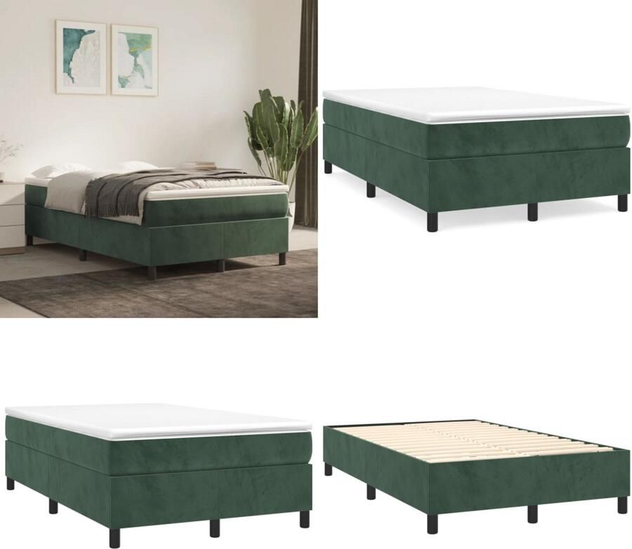 VidaXL Boxspringframe fluweel donkergroen 120x200 cm Boxspring Bed Frame Boxspring Bed Frames Bed Slaapkamer Meubels