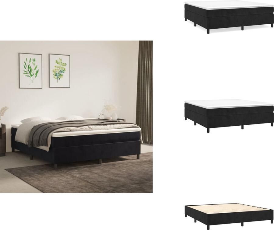 VidaXL Bedframe zonder matras 160x200 cm fluweel zwart - Foto 2