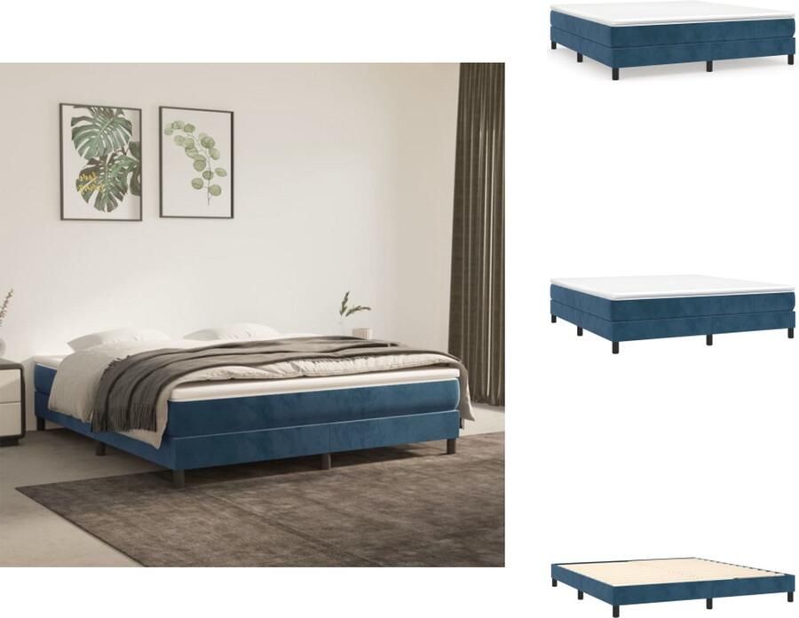 VidaXL Bedframe Bedframes Slaapmeubel Bedbodem Bedframe zonder matras 180x200 cm fluweel donkerblauw