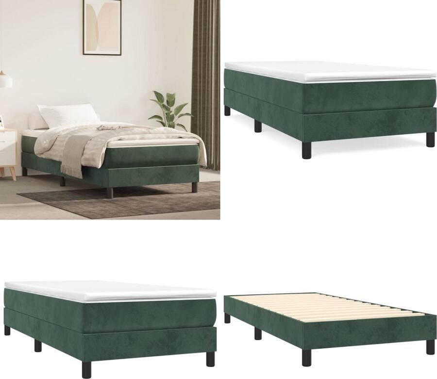 VidaXL Bedframe zonder matras 80x200 cm fluweel donkergroen