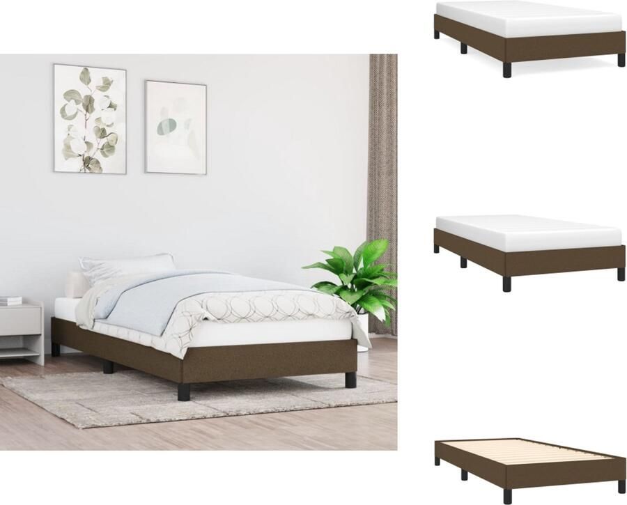 VidaXL Bedframe Bedframes Slaapmeubel Bedbodem Bedframe zonder matras 80x200 cm stof donkerbruin - Foto 3