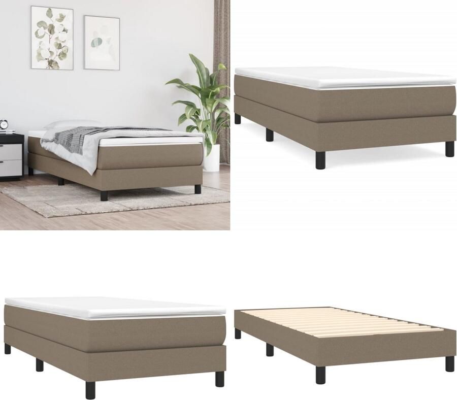 VidaXL Bedframe zonder matras 80x200 cm stof taupe Bedframe Bedframes Slaapmeubel Bedbodem