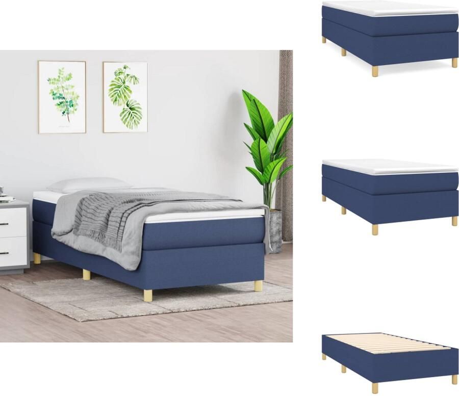VidaXL Bedframe zonder matras 90x200 cm stof blauw - Foto 4