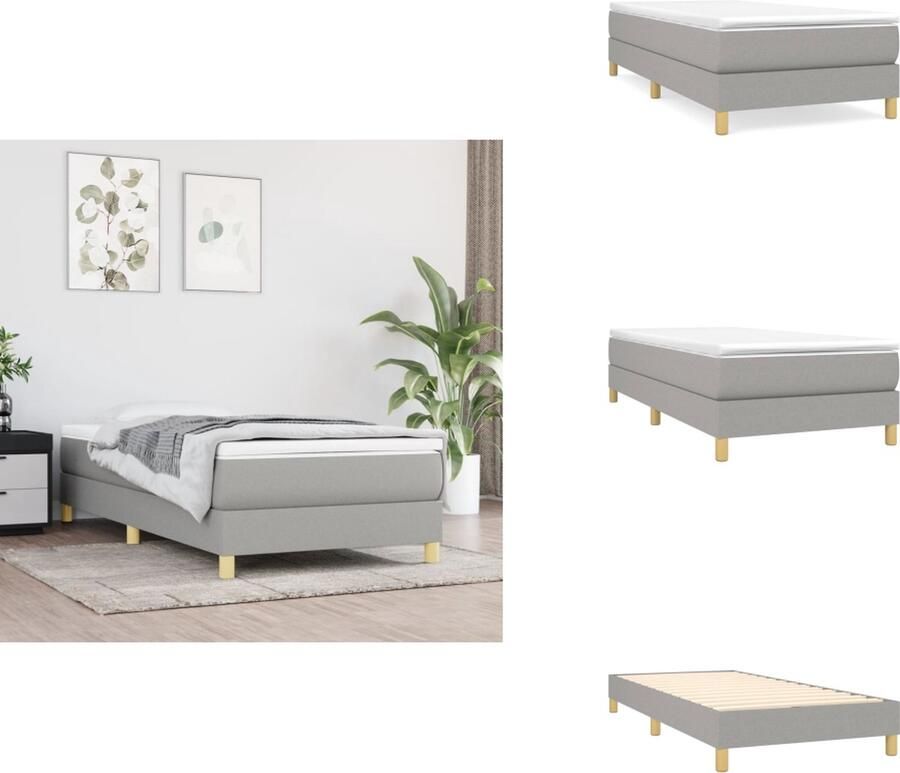VidaXL Bedframe zonder matras 90x200 cm stof lichtgrijs - Foto 2