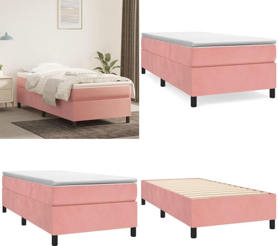 VidaXL Boxspringbedframe fluweel roze 100x200 cm - Foto 2