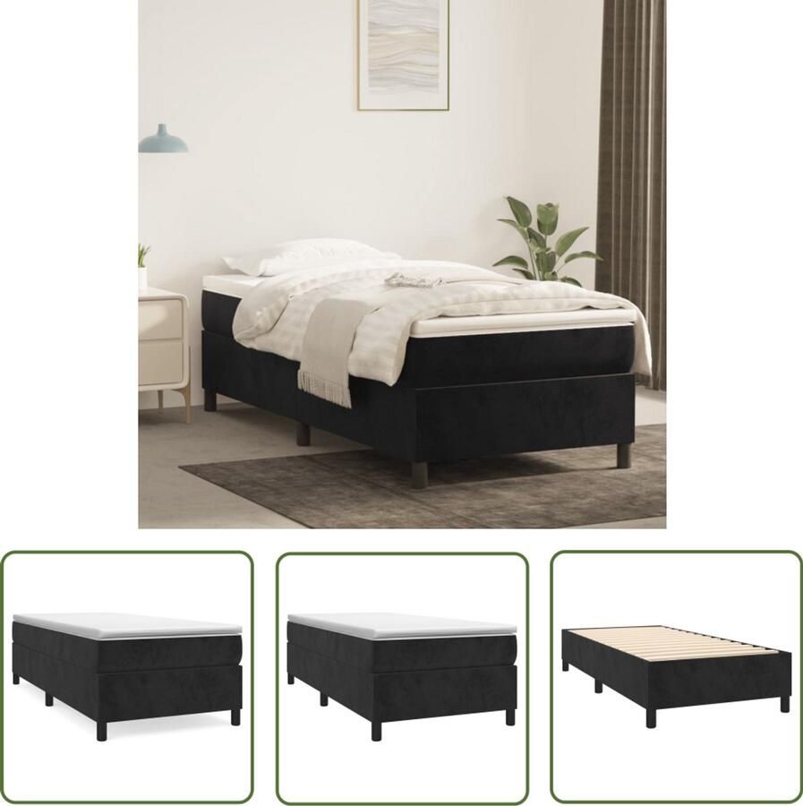 VidaXL Bedframe Fluweel Zwart 90x190 cm Boxspring Frame Slaapcomfort Velvet Bed Zwarte Bedbank Tweepersoons Bed Luxe Bed