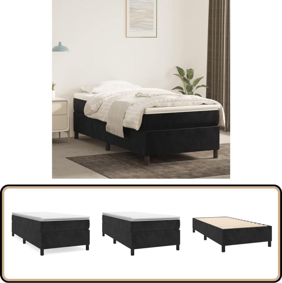 VidaXL Boxspringbedframe fluweel zwart 90x190 cm - Foto 2