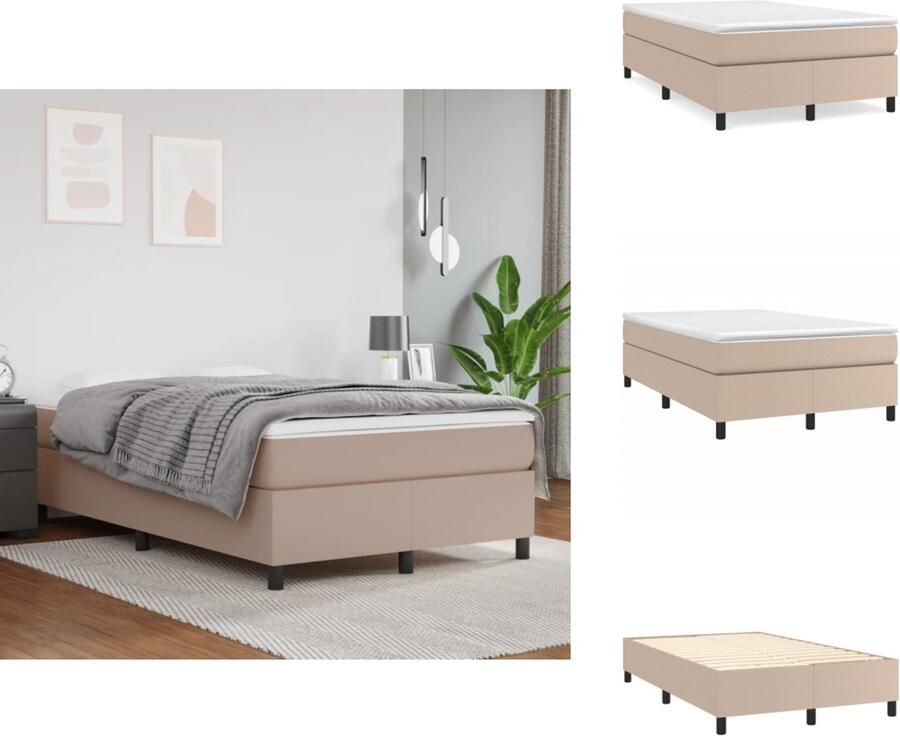 VidaXL Boxspringbedframe kunstleer cappuccinokleurig 120x200 cm - Foto 3