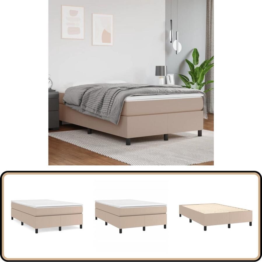 VidaXL Bedframe Kunstleer Cappuccino 120x200 cm Boxspring Frame Kunstleder Bedframe Bruin Tweepersoons Bedframe 120x200