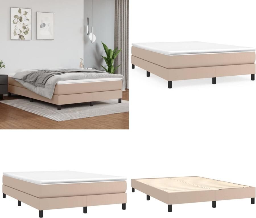 VidaXL Boxspringbedframe kunstleer cappuccinokleurig 140x200 cm - Foto 2