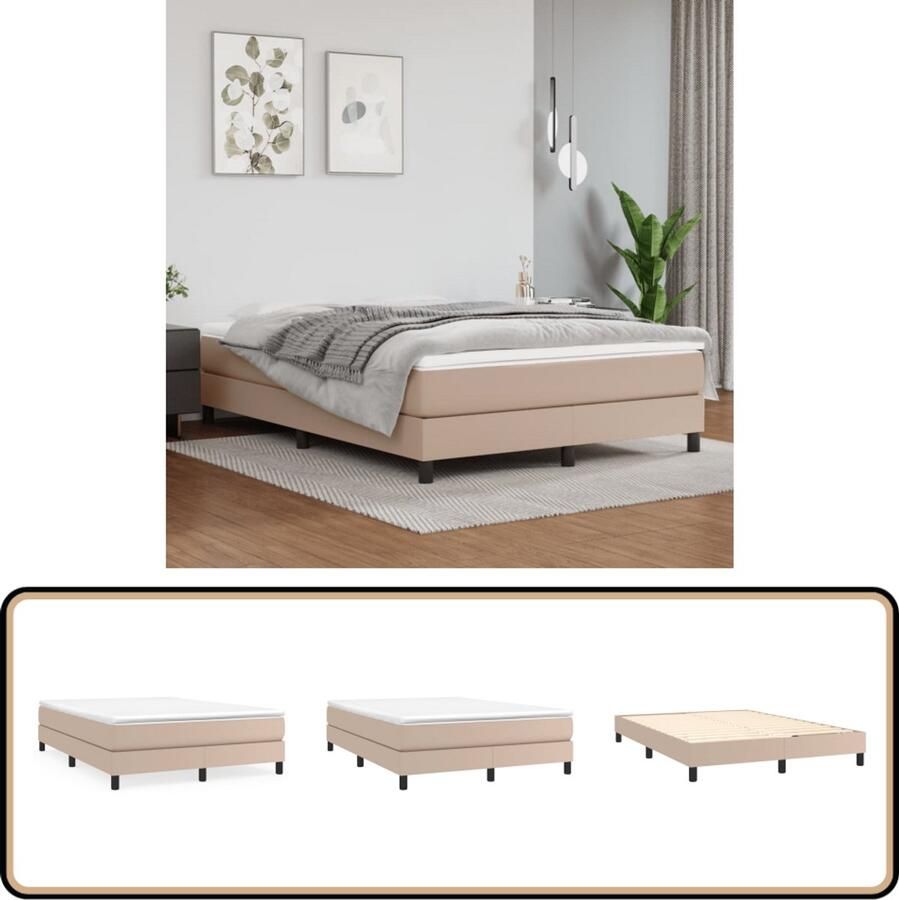 VidaXL Boxspringbedframe kunstleer cappuccinokleurig 140x200 cm
