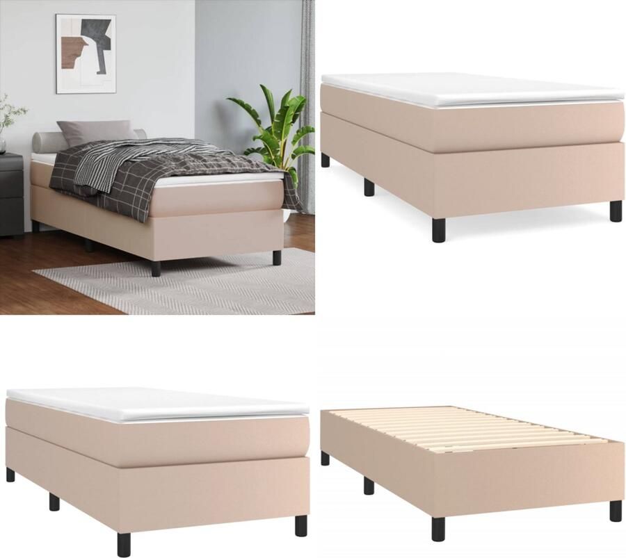 VidaXL Boxspringbedframe kunstleer cappuccinokleurig 90x200 cm - Foto 3