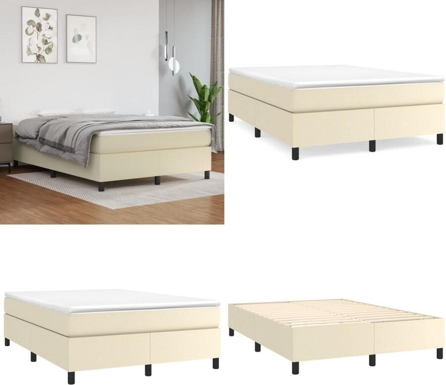 VidaXL Boxspringbedframe kunstleer crèmekleurig 140x190 cm