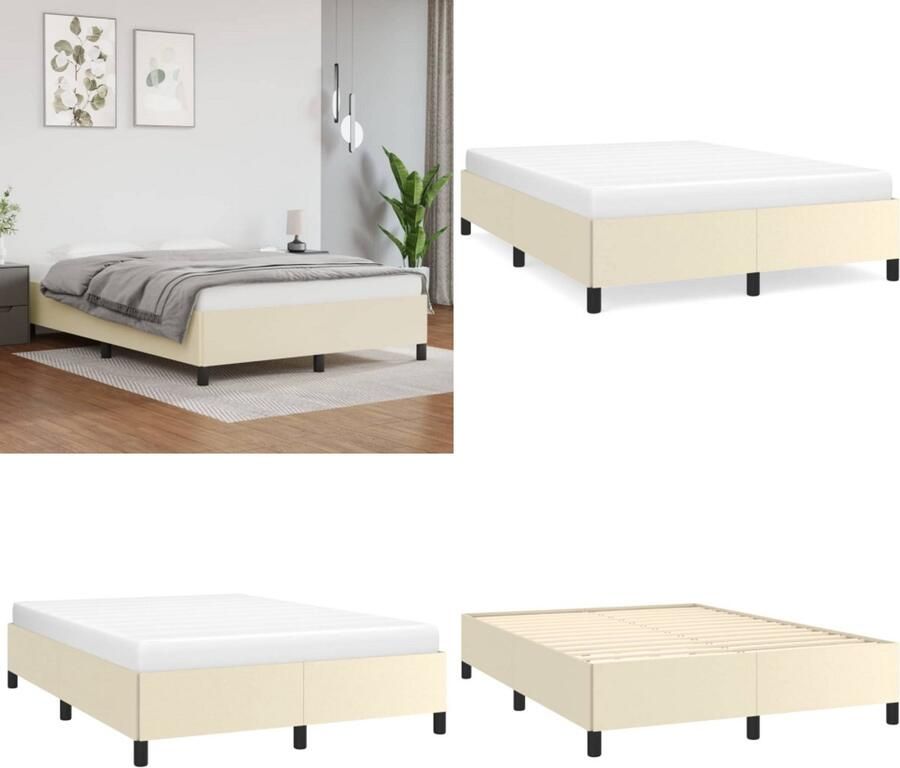 VidaXL Boxspringbedframe kunstleer crèmekleurig 140x200 cm - Foto 3