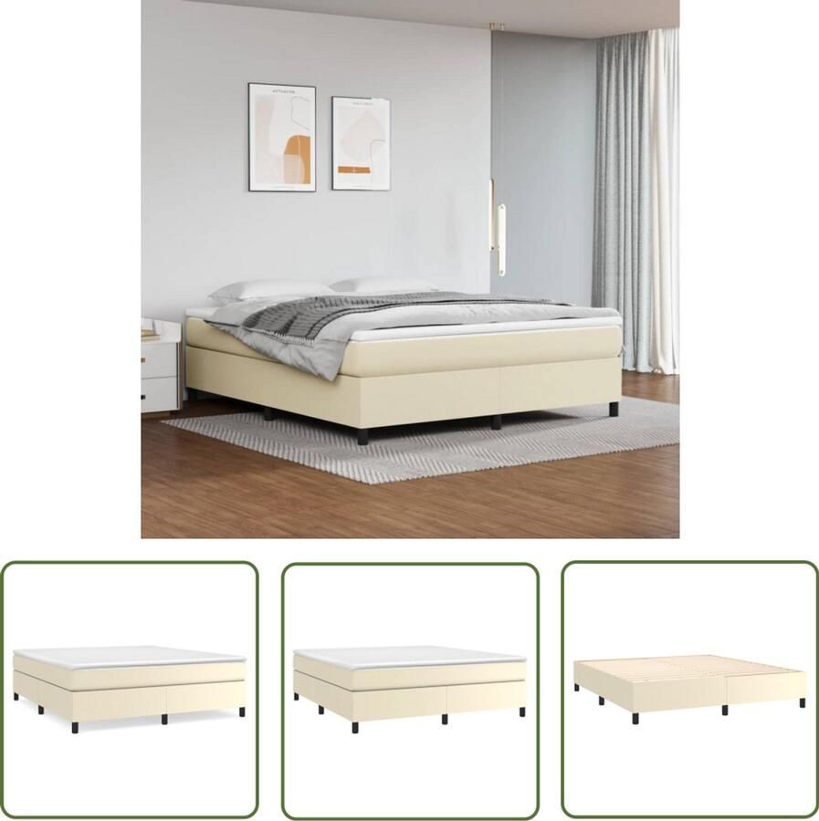 VidaXL Boxspringbedframe kunstleer crèmekleurig 160x200 cm