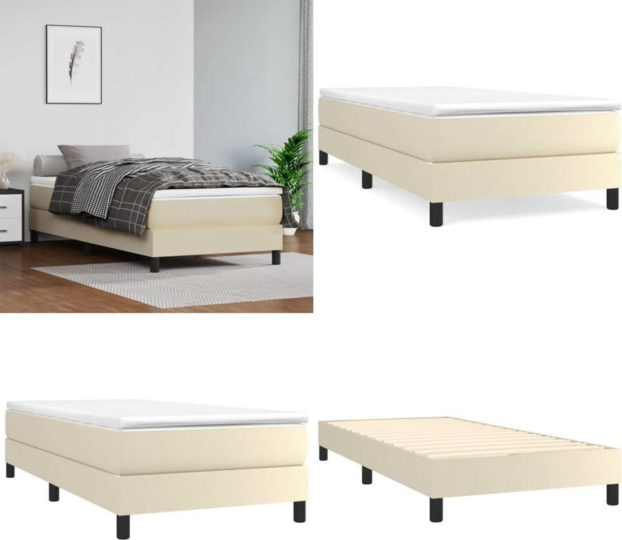 VidaXL Boxspringbedframe kunstleer crèmekleurig 90x200 cm