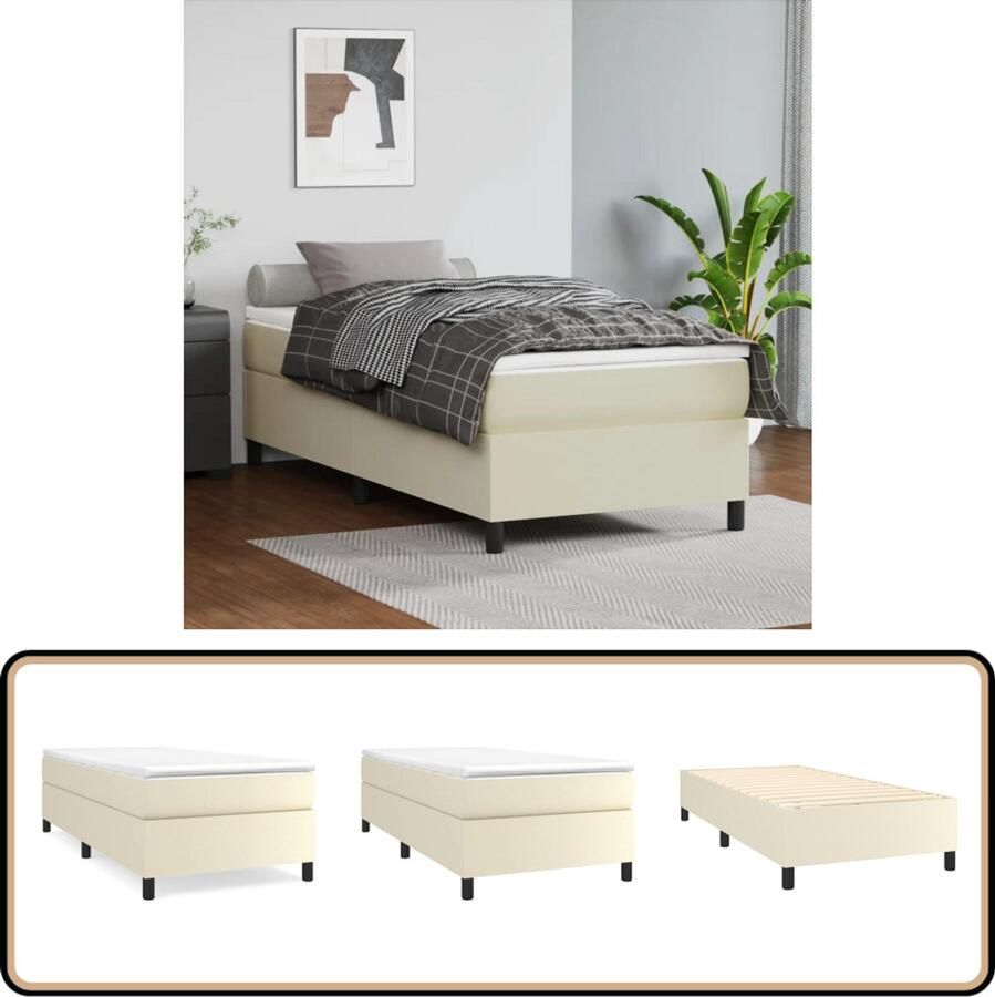 VidaXL Boxspringbedframe kunstleer crèmekleurig 90x200 cm