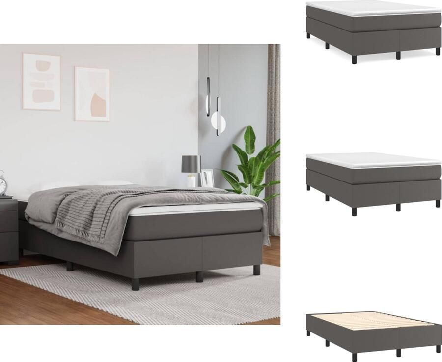 VidaXL Boxspringbedframe kunstleer grijs 120x200 cm - Foto 4