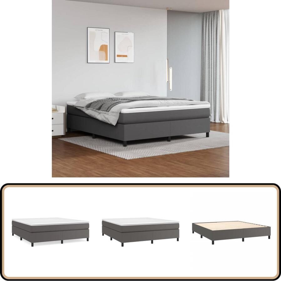 VidaXL Boxspringbedframe kunstleer grijs 180x200 cm