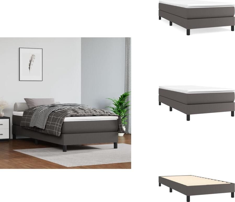 VidaXL Boxspringframe 193 x 90 x 35 cm Grijs Kunstleer Multiplex Inclusief montagehandleiding Bed