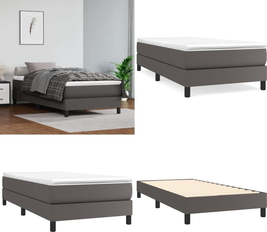 VidaXL Boxspringbedframe kunstleer grijs 90x190 cm