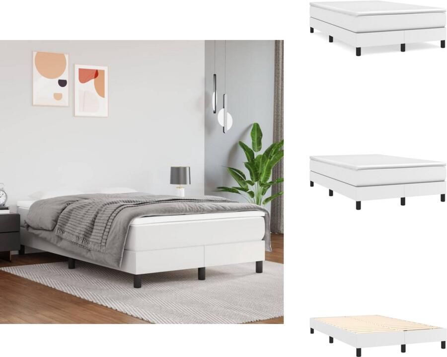 VidaXL Boxspringbedframe kunstleer wit 120x200 cm - Foto 2