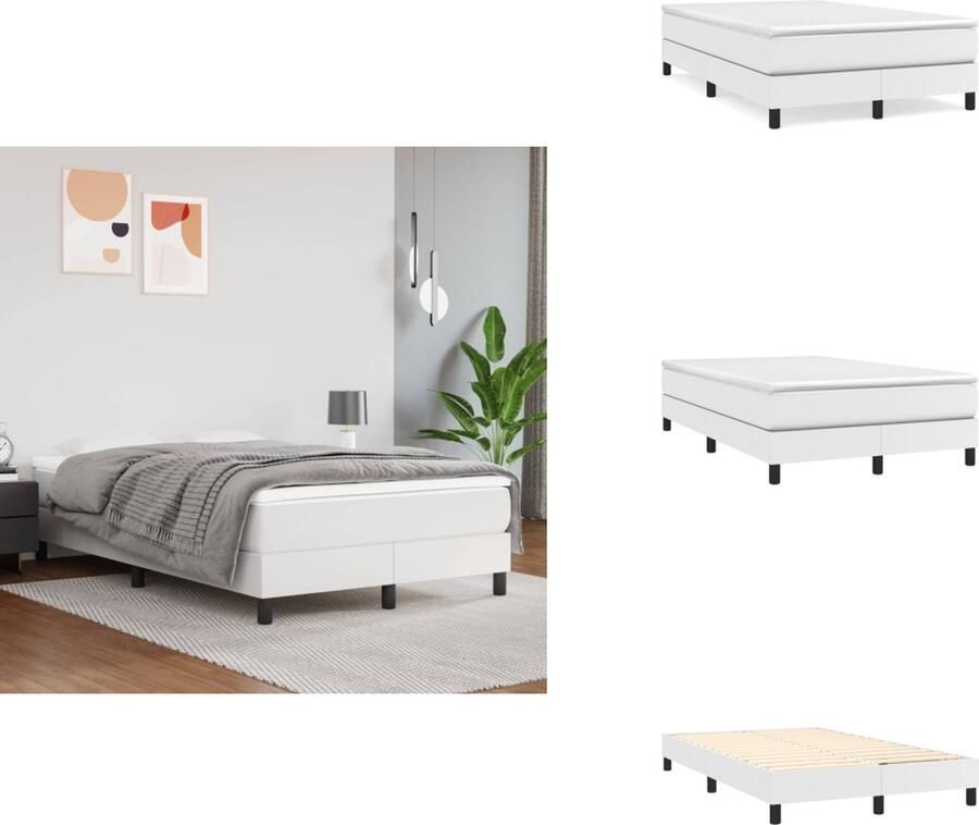 VidaXL Boxspringbedframe kunstleer wit 120x200 cm