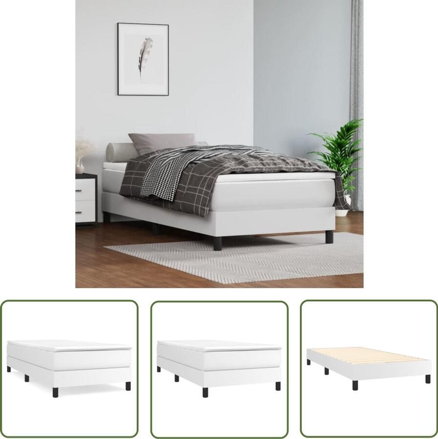 VidaXL Bedframe Wit Kunstleer 90x200 cm Boxspring Frame Bed Frame Wit Bed Kunstleder Bed Eenpersoons Bed Tweepersoons Bed Slaapkamer Meubilair Modern Bed Comfortabel Bed