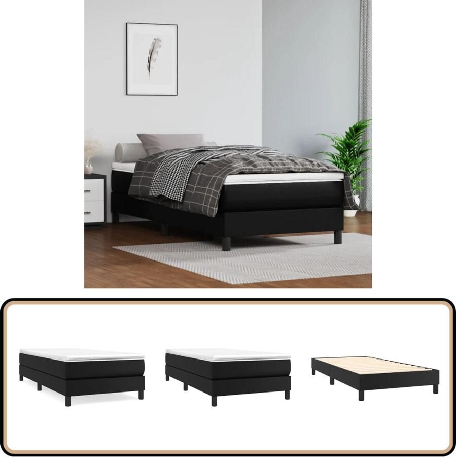 VidaXL Boxspringbedframe kunstleer zwart 100x200 cm - Foto 2