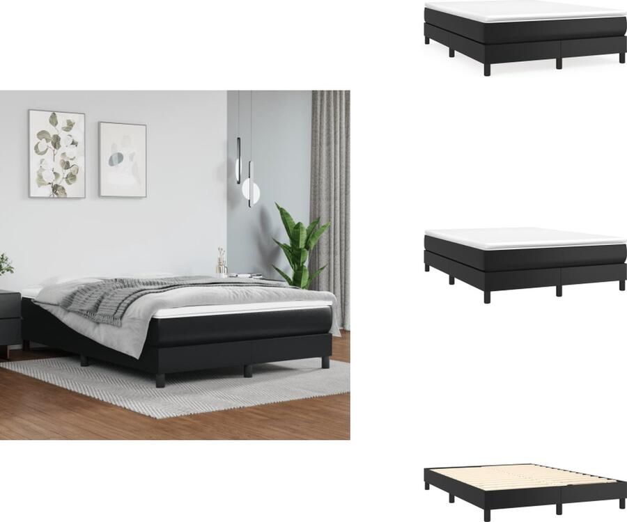 VidaXL Boxspringbedframe kunstleer zwart 140x190 cm