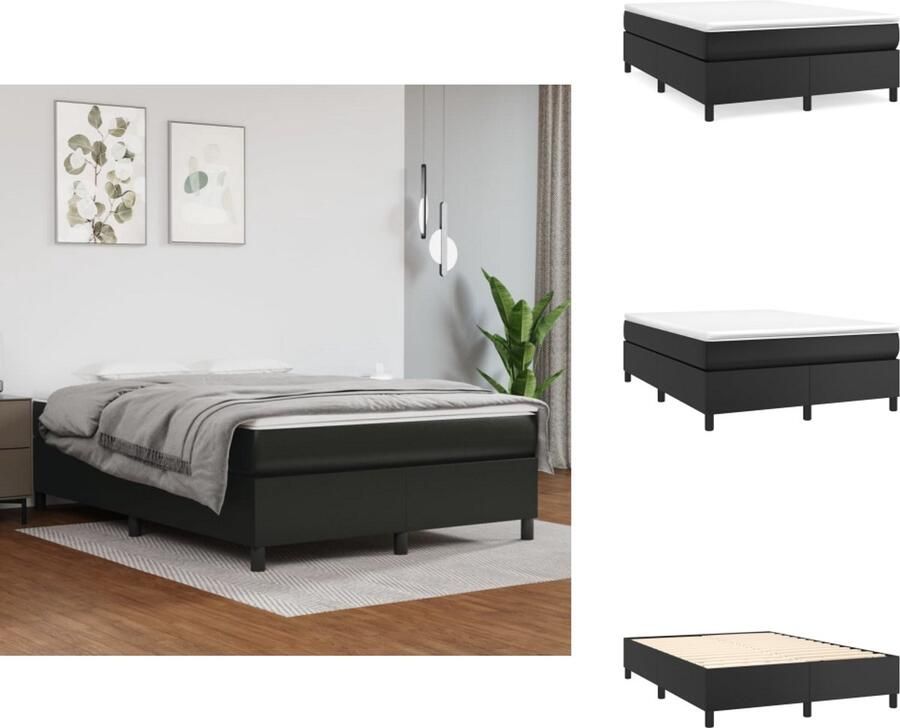 VidaXL Boxspringbedframe kunstleer zwart 140x200 cm - Foto 3