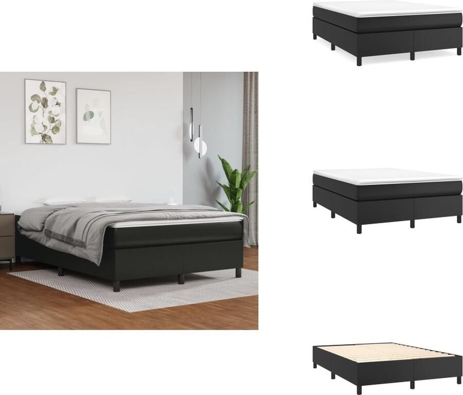 VidaXL Boxspringbed Zwart Kunstleer 203 x 144 x 118 128 cm Verstelbaar hoofdbord Pocketvering matras Middelharde ondersteuning Huidvriendelijk topmatras Inclusief montagehandleiding Bed - Foto 2