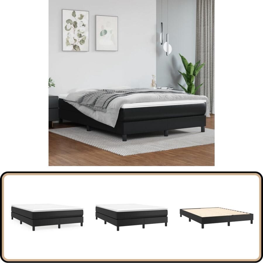VidaXL Boxspringbedframe kunstleer zwart 140x200 cm