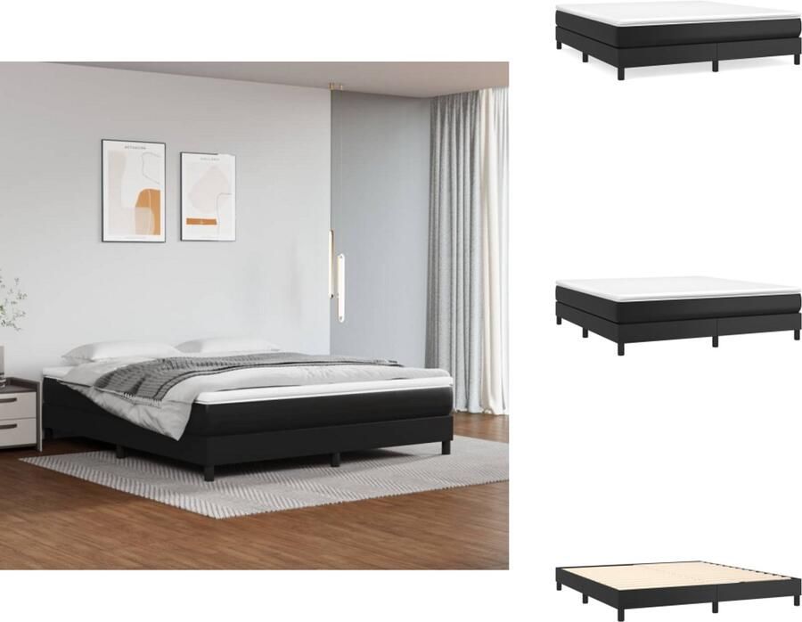 VidaXL Boxspringbedframe kunstleer zwart 180x200 cm - Foto 2