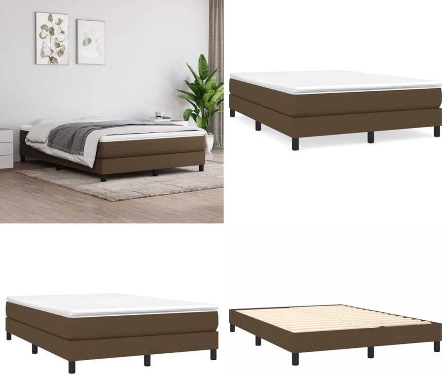 VidaXL Bedframe zonder matras stof donkerbruin 140x190 cm - Foto 2