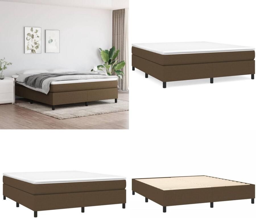 VidaXL Bedframe zonder matras stof donkerbruin 160x200 cm - Foto 3