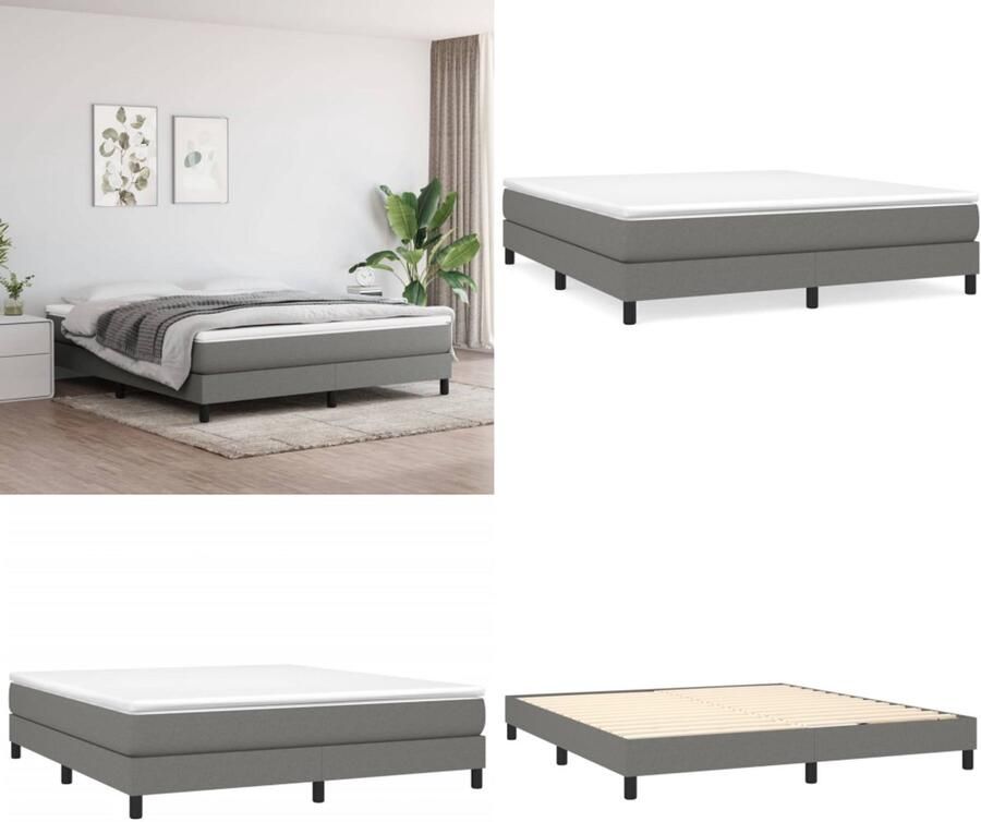 VidaXL Bedframe zonder matras stof donkergrijs 160x200 cm - Foto 2