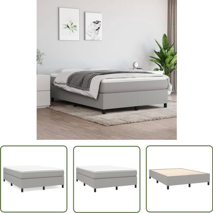 VidaXL Bedframe zonder matras stof lichtgrijs 140x190 cm - Foto 3