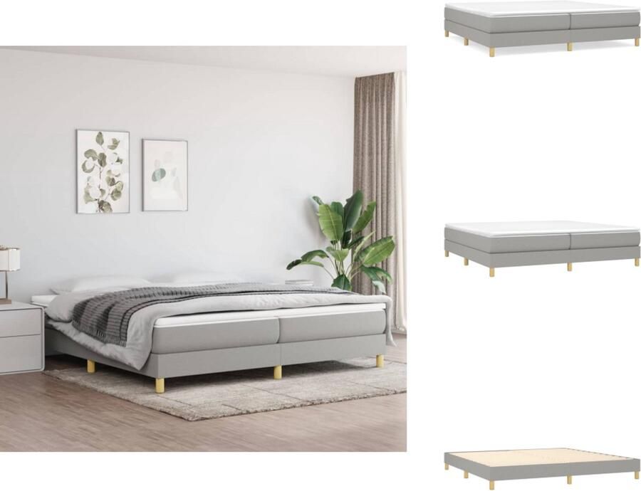 VidaXL Bedframe zonder matras stof lichtgrijs 200x200 cm - Foto 3