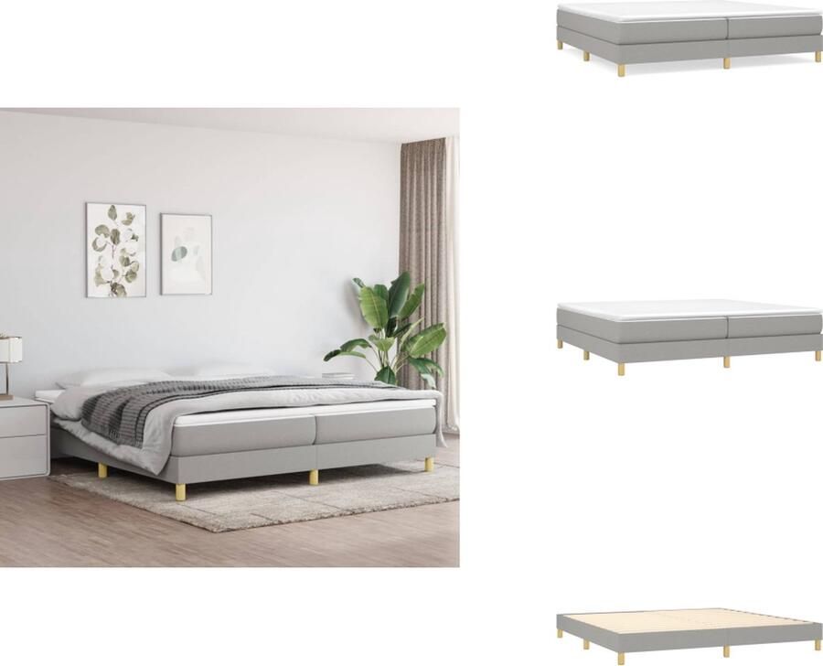 VidaXL Boxspringframe Duurzaam Bedframe Afmeting- 203 x 200 x 25 cm Kleur- Lichtgrijs Bed