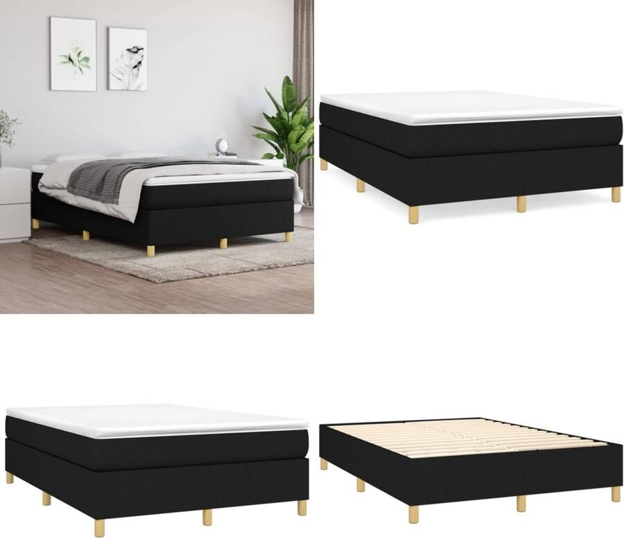 VidaXL Bedframe zonder matras stof zwart 140x190 cm - Foto 3
