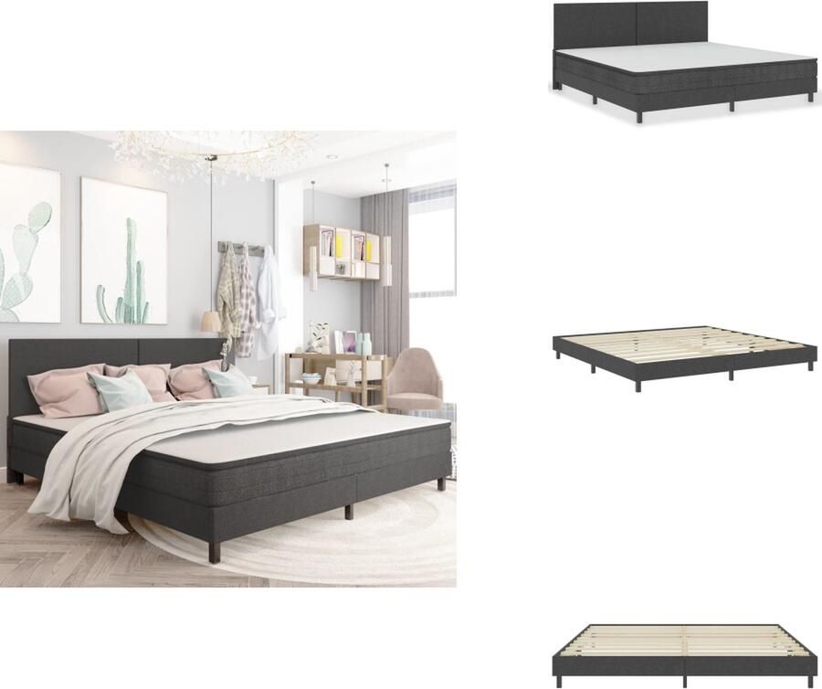 VidaXL Boxspringframe Grijs 201 x 200.5 x 24.5 cm (L x B x H) Geschikt voor matras 200 x 200 cm Eenvoudige montage Bed