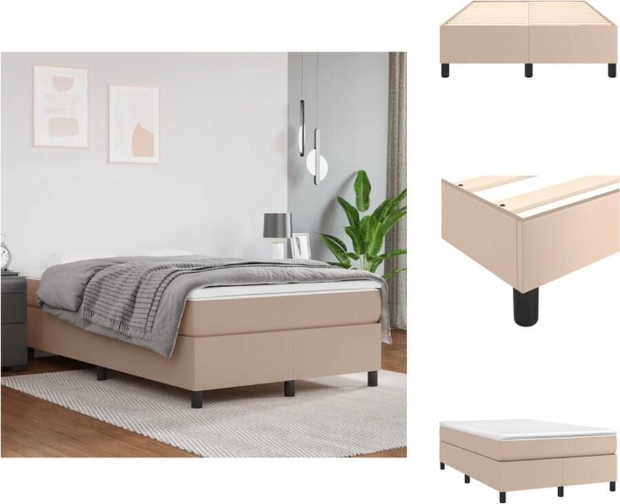 VidaXL Boxspringframe Cappuccino 203 x 120 x 35 cm Duurzaam Kunstleer Ondersteunende Poten Multiplex Lattenbodem Bed - Foto 2