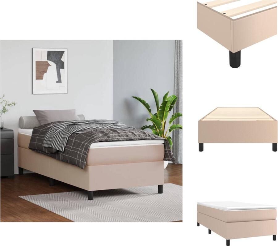 VidaXL Bedframe Bedframes Bed Slaapmeubel Bedframe kunstleer cappuccinokleurig 100x200 cm - Foto 2